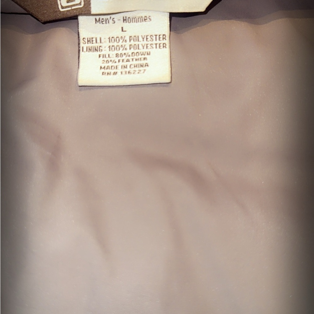 Banded Men's Gray Puffer Vest with Orange Stripes - Picture 5 of 5